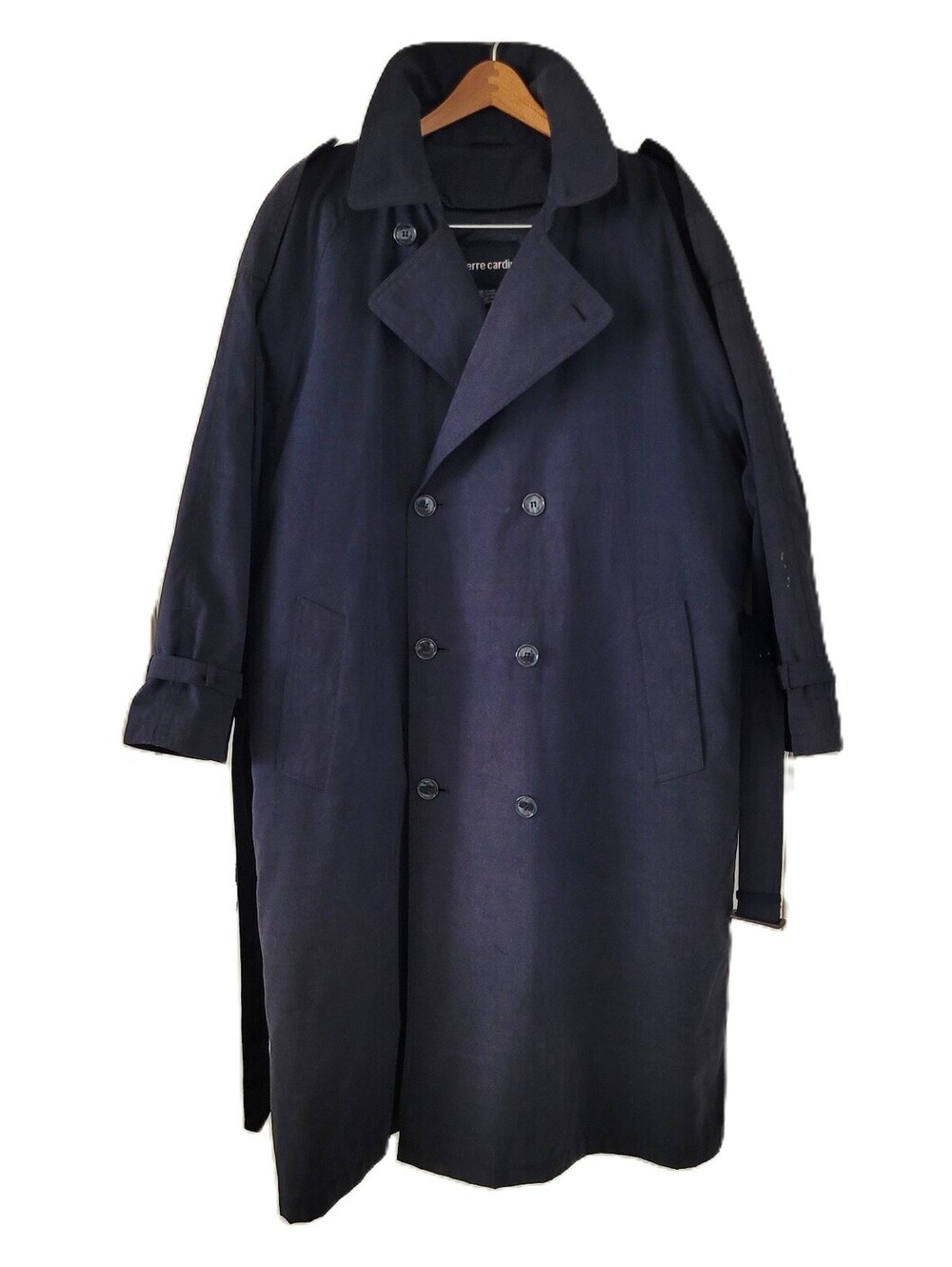 Pierre Cardin Men’s 42S Black Trench Coat Removable Quilted Liner Belted